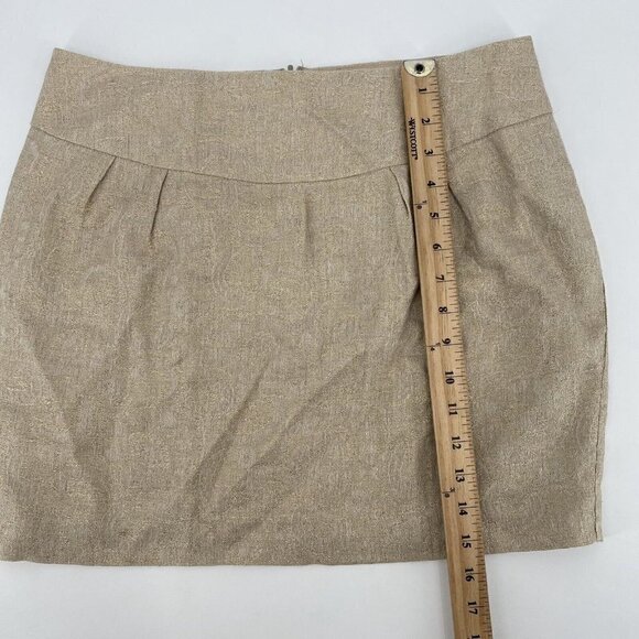 MICHAEL KORS SIZE 10 LINEN BLEND GOLD BEIGE  MINI SKIRT METALLIC ACCENTS - Picture 7 of 10